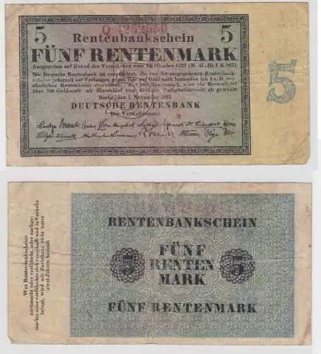 5 Rentenmark Banknote Weimarer Republik 1.11.1923 Ro Nr.156 b (143889)