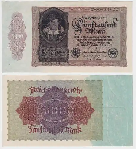 5000 Mark Banknote Inflation Berlin 19.11.1922 Rosenberg Nr. 77 (129442)