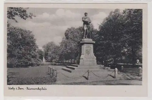 13028 Ak Stolp in Pommern Bismarckplatz mit Bismarckdenkmal um 1930