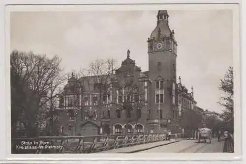 00237 Ak Stolp in Pommern Kreishaus Wilhelmstrasse 1937