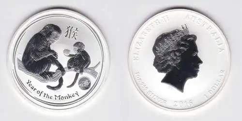 1 Dollar Silber Münze Australien Jahr des Affen 1 Unze Feinsilber 2016 (133094)