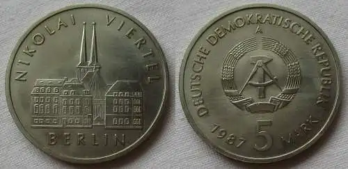 DDR Gedenk Münze 5 Mark Berlin Nikolai Viertel 1987 (150542)