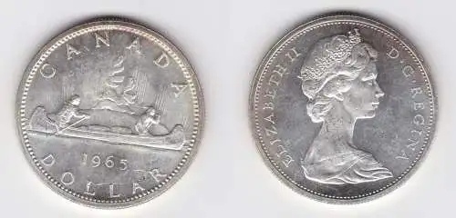 1 Dollar Silbermünze Kanada Indianer im Kanu 1965 (138788)