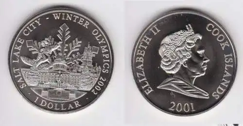 1 Dollar Münze Cook Inseln Winter Olympiade in Salt Lake City 2002, 2001(127039)