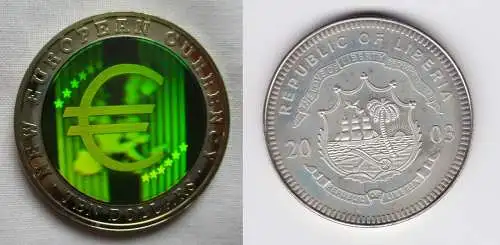 5 Dollar Nickel Münze Liberia 2003 Euro die neue europäische Währung (124500)