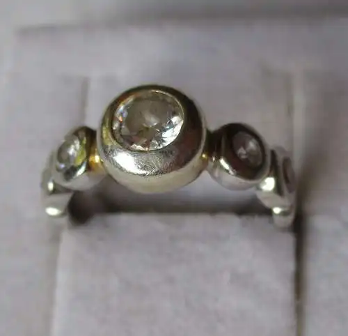 Eleganter teilvergoldeter 925er Sterling Silber Ring mit Schmucksteinen (125994)