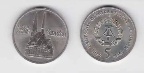 DDR Gedenk Münze 5 Mark Zwickau Katharinenkirche 1989 vorzüglich (137518)