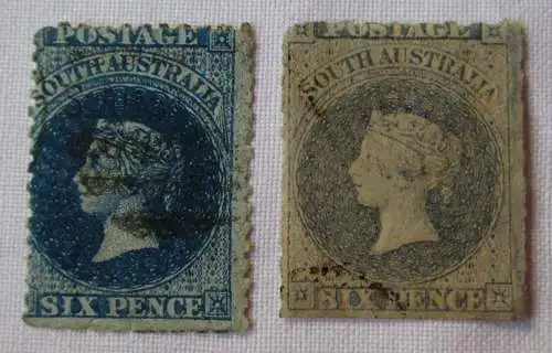 2 seltene alte Briefmarken South Australia gestempelt (106958)