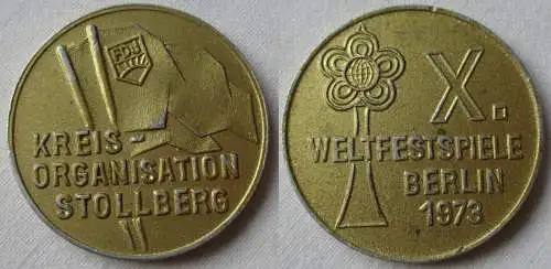 DDR Abzeichen FDJ Kreisorganisation Stollberg - X. Weltfestspiele 1973 (146469)