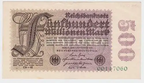 500 Millionen Mark Banknote Berlin 1.9.1923 Rosenberg 109 e (140395)