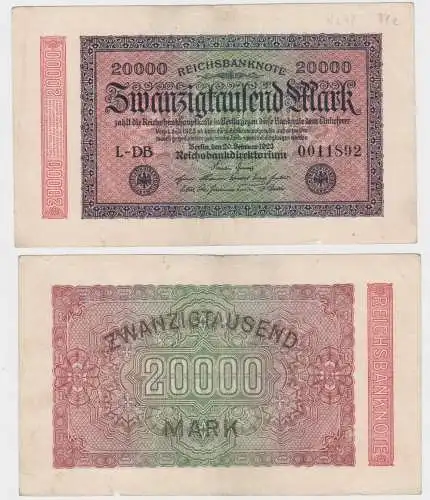 20000 Mark Banknote Berlin 20.2.1923 Rosenberg 84 f (140189)