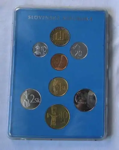 Kursmünzsatz Slowakei mit 8 Münzen 10 Heller bis 10 S.Kronen im Blister (103502)
