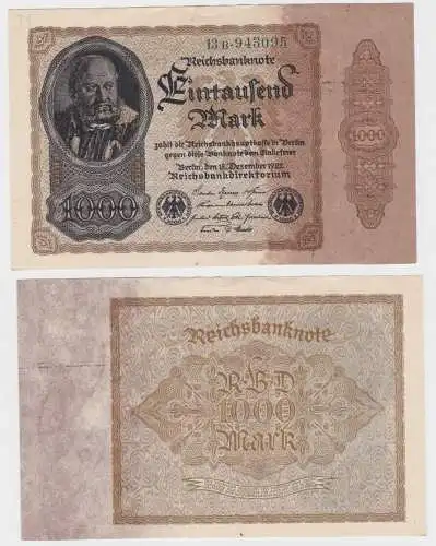 1000 Mark Banknote Deutsches Reich 15.12.1922 Rosenberg 81 b (140226)