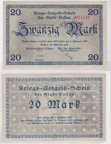 20 Mark Banknote Kriegs Notgeld Stadt Passau Oktober 1918 (126282)