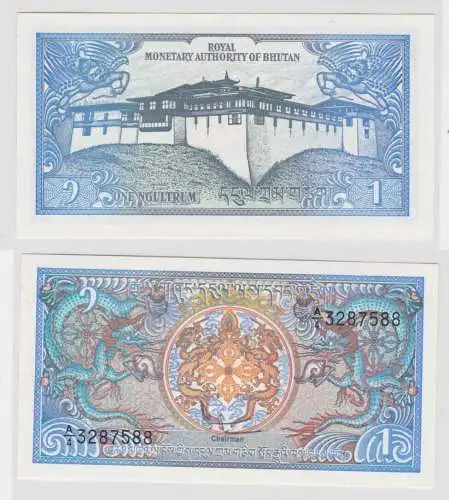 1 Ngultrum Banknote Bhutan (1981) Pick 5 bankfrisch UNC (138192)
