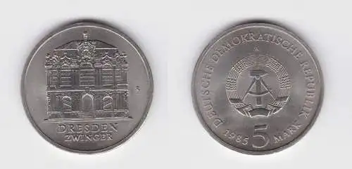 DDR Gedenk Münze 5 Mark Dresden Zwinger 1985 Stempelglanz (136687)