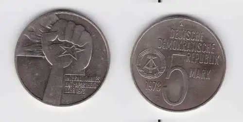 DDR Gedenk Münze 5 Mark Anti Apartheid Jahr 1978 Stempelglanz (136540)