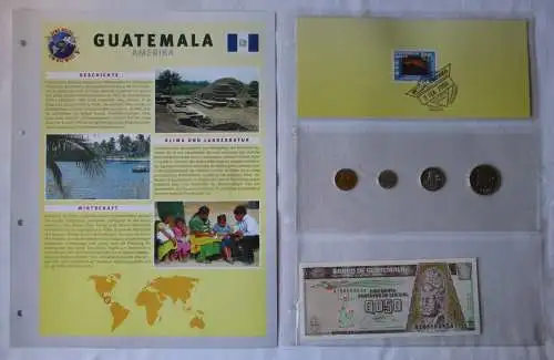 KMS 1-25 Cent., Briefmarke 0,10 Quetzal, 1/2 Quetzal Banknote Guatemala (125865)
