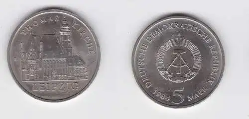 DDR Gedenk Münze 5 Mark Leipzig Thomaskirche 1984 vz (136661)