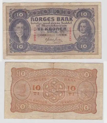 10 Kronen Banknote Norwegen 1943 Pick 8 c (133694)