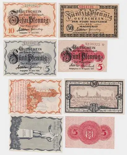 2x 5, 10 & 50 Pfennig Banknoten Notgeld Stadt Delitzsch 1917/1921 (122370)