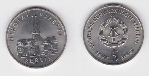 DDR Gedenk Münze 5 Mark Berlin Nikolai Viertel 1987 Stempelglanz (136583)