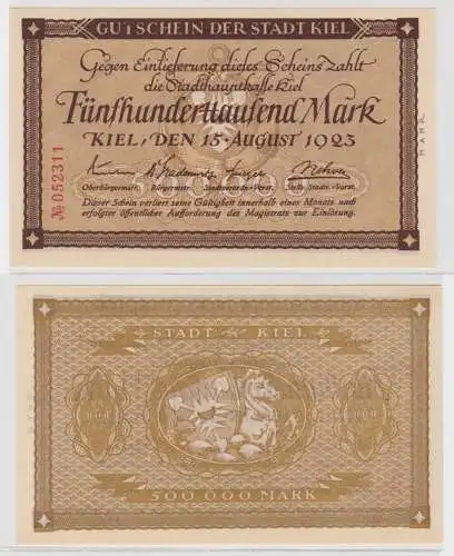 500000 Mark Banknote Inflation Notgeld Stadt Kiel 15. August 1923 (137683)