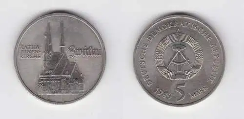 DDR Gedenk Münze 5 Mark Zwickau Katharinenkirche 1989 vorzüglich (136611)