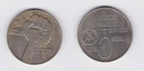 DDR Gedenk Münze 5 Mark Anti Apartheid Jahr 1978 vz (136529)