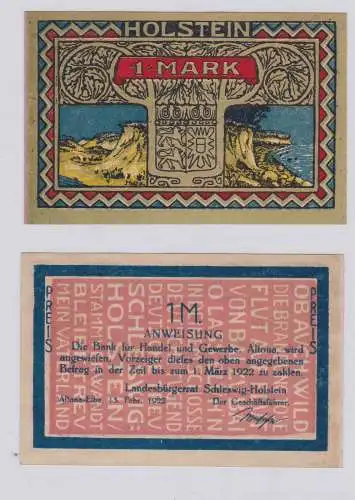 1 Mark Banknote Landesbürgerrat Altona Elbe 15.Februar 1922 (126240)