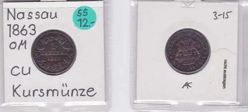 1 Kreuzer Kupfer Münze Nassau 1863 (121126)