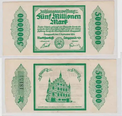 5 Millionen Mark Banknote Inflation Notgeld Langquaid 5. Sept. 1923 (137847)