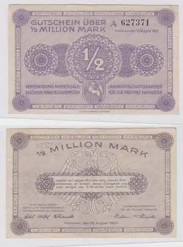 1/2 Million Mark Banknote niedrsächs.Handelskammern Hannover 15.8.1923 (122120)