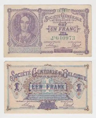 1 Franc Banknote Besatzungsausgabe Belgien 11.10.1917 Pick 86 (143815)