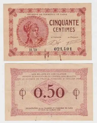 Frankreich 50 Centimes Banknote 10.März 1920 Paris, (144161)