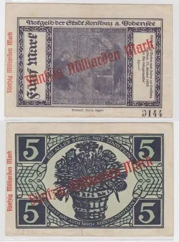 50 Milliarden Mark Banknote Stadt Konstanz am Bodensee 1923 Überdruck (138394)