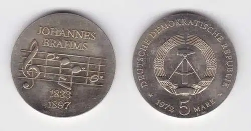 DDR Gedenk Münze 5 Mark Johannes Brahms 1972 Stempelglanz (136635)