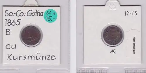 1 Pfennig Kupfer Münze Sachsen-Coburg-Gotha 1865 B (120571)