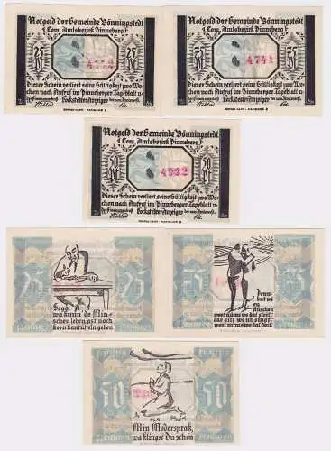 3 Banknoten Notgeld Gemeinde Bönningstedt o.D. (1921) (110903)
