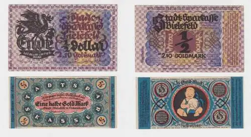 1/2 & 2,10 Goldmark Banknoten Stadt Bielefeld November 1922 (135324)