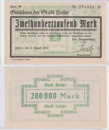 200000 Mark Banknote Stadt Haspe 8.8.1923 (121476)