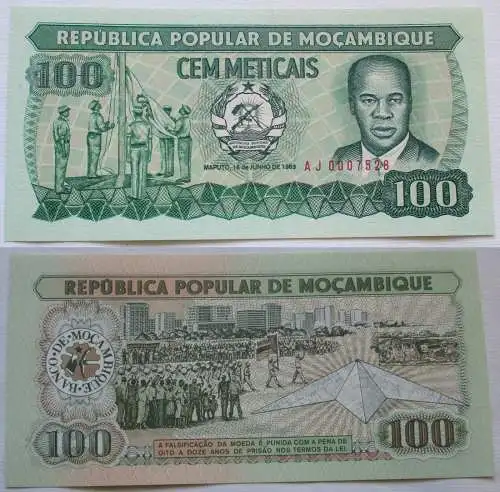 100 Meticais Banknote Mocambique Mosambik 1983 kassenfrisch (126627)