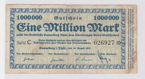 1 Million Mark Banknote Stadt Sonneberg 14.08.1923 (121282)