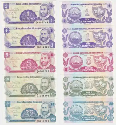 5 Banknoten Nicaragua kassenfrisch (120386)