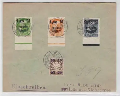 54202 seltener R.Brief Bayern Weiden nach Halle 01.04.1920