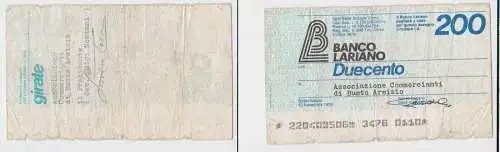 200 Lire Banknote Italien Italia Banco Lariano 10.11.1976 (155118)
