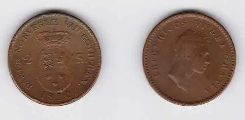 2 Schilling Kupfer Münze Dänemark 1810 ss (136757)