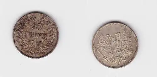 25 Penniä Silber Münze Finnland 1917 vz (129541)