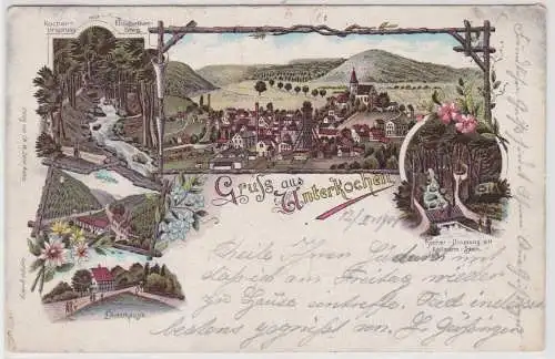 99333 AK Gruss aus Unterkochen - Läuterhäusle, Glashütte, Kocher-Ursprung 1901