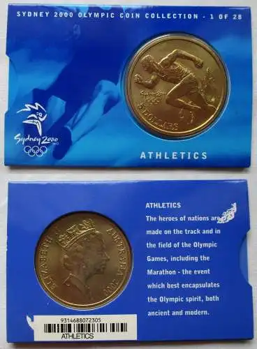 5 Dollar Münze Australien Olympiade Sydney 2000 Läufer Coincard 1 of 28 (114088)